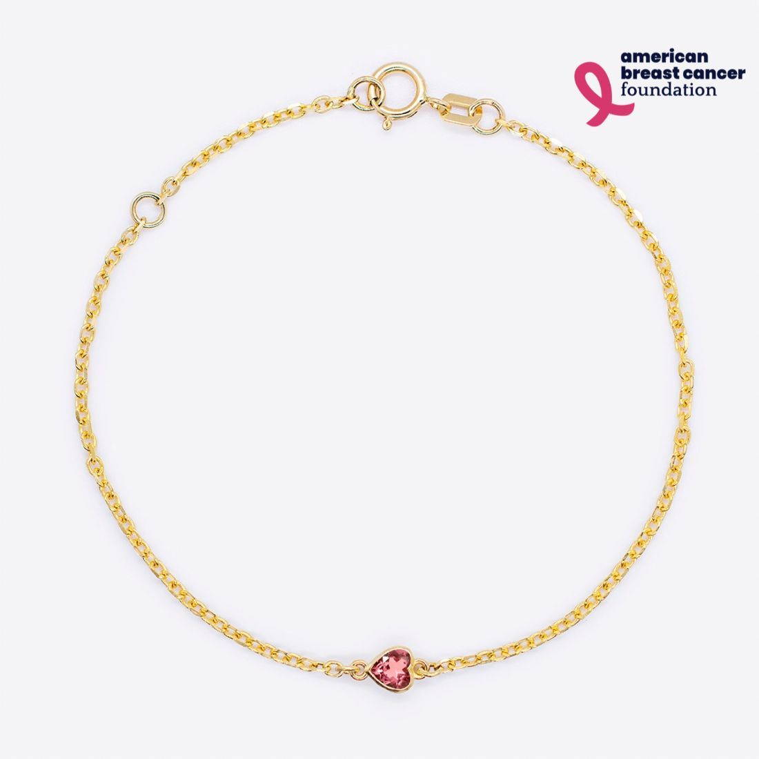 ABCF Pink Tourmaline Heart Birthstone Bezel-Set Bracelet