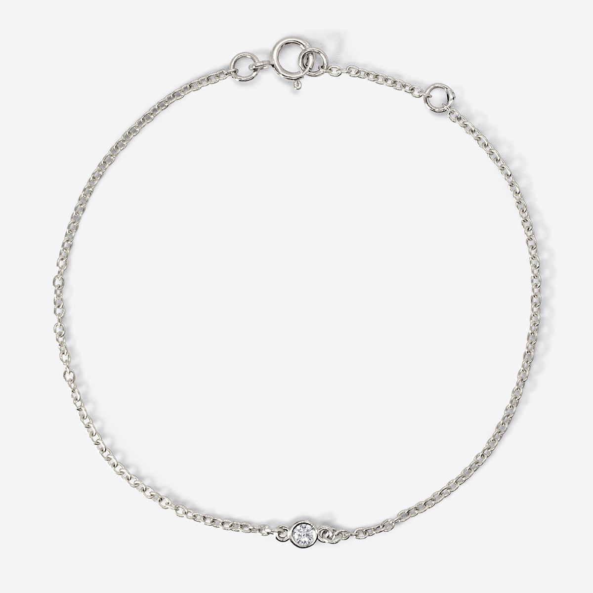 Mini Bezel-Set Round Birthstone White Gold Bracelet