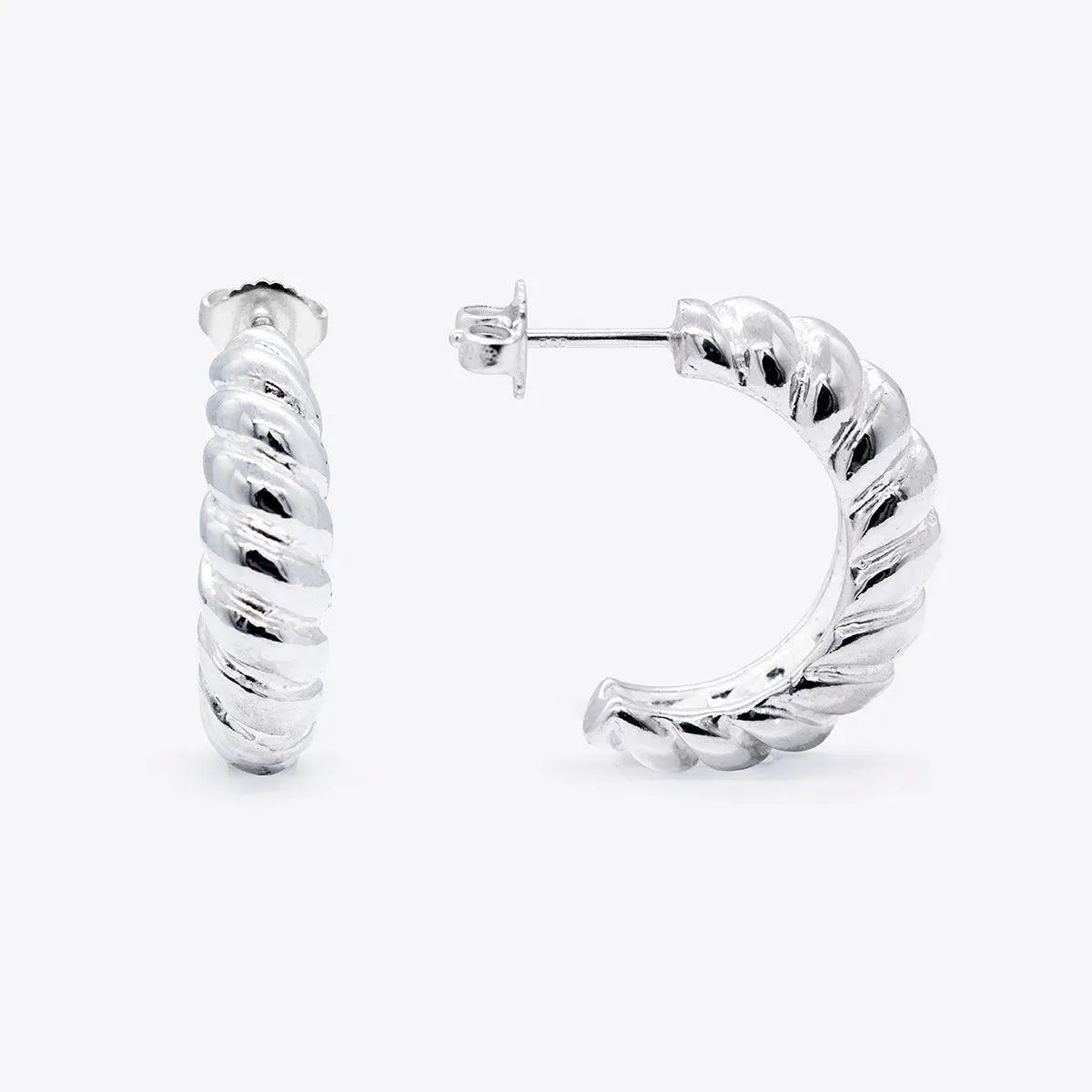 Simply Silver- Croissant Hoop Earrings - With Olivia Grace