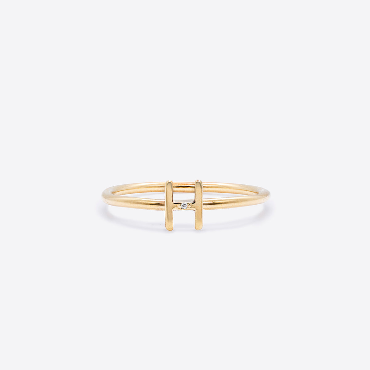 Gold and Diamond Initial Ring